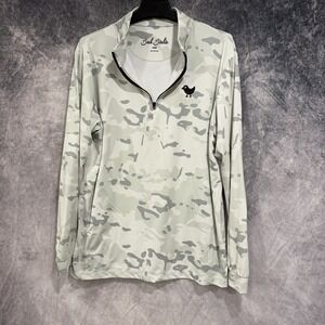 Bad Birdie Golf Pullover Men's Large Gray Camo 1/4 Zip Performance Long Sleeve